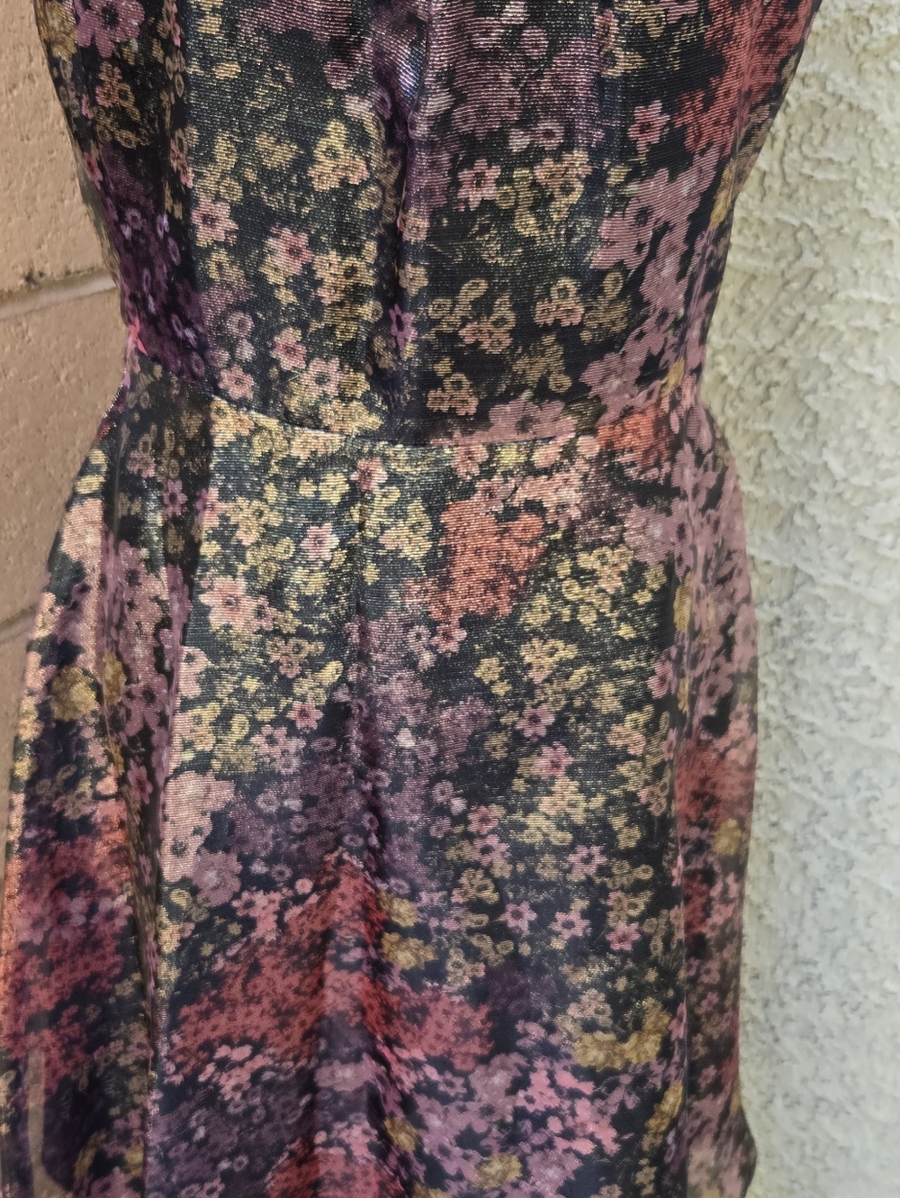 Black Halo Audrey Floral Halter Fit-and-Flare Dress in Multi-Pink - Picture 5 of 13